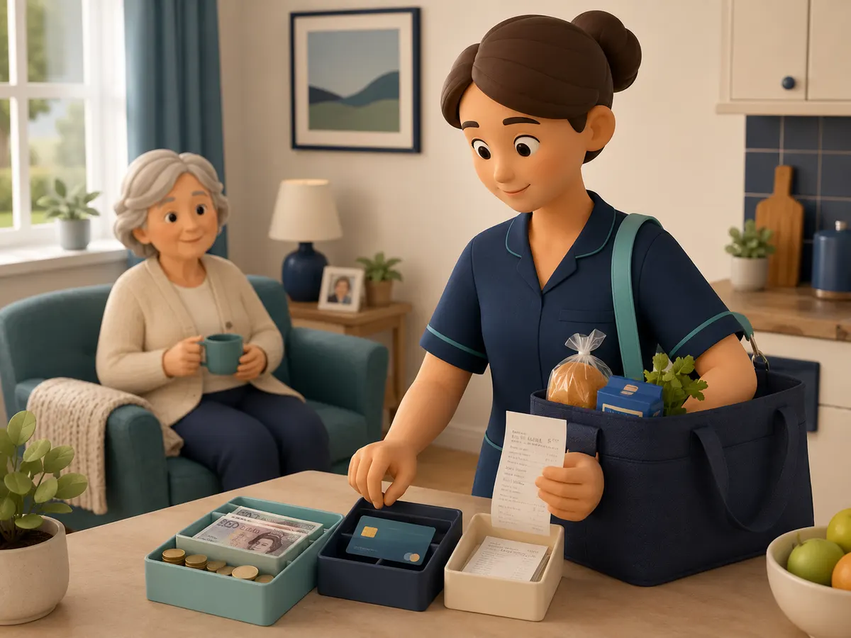 Cash, card and receipts kept visibly separate, with every purchase accounted for, is what keeps trust with someone else's money beyond any doubt.