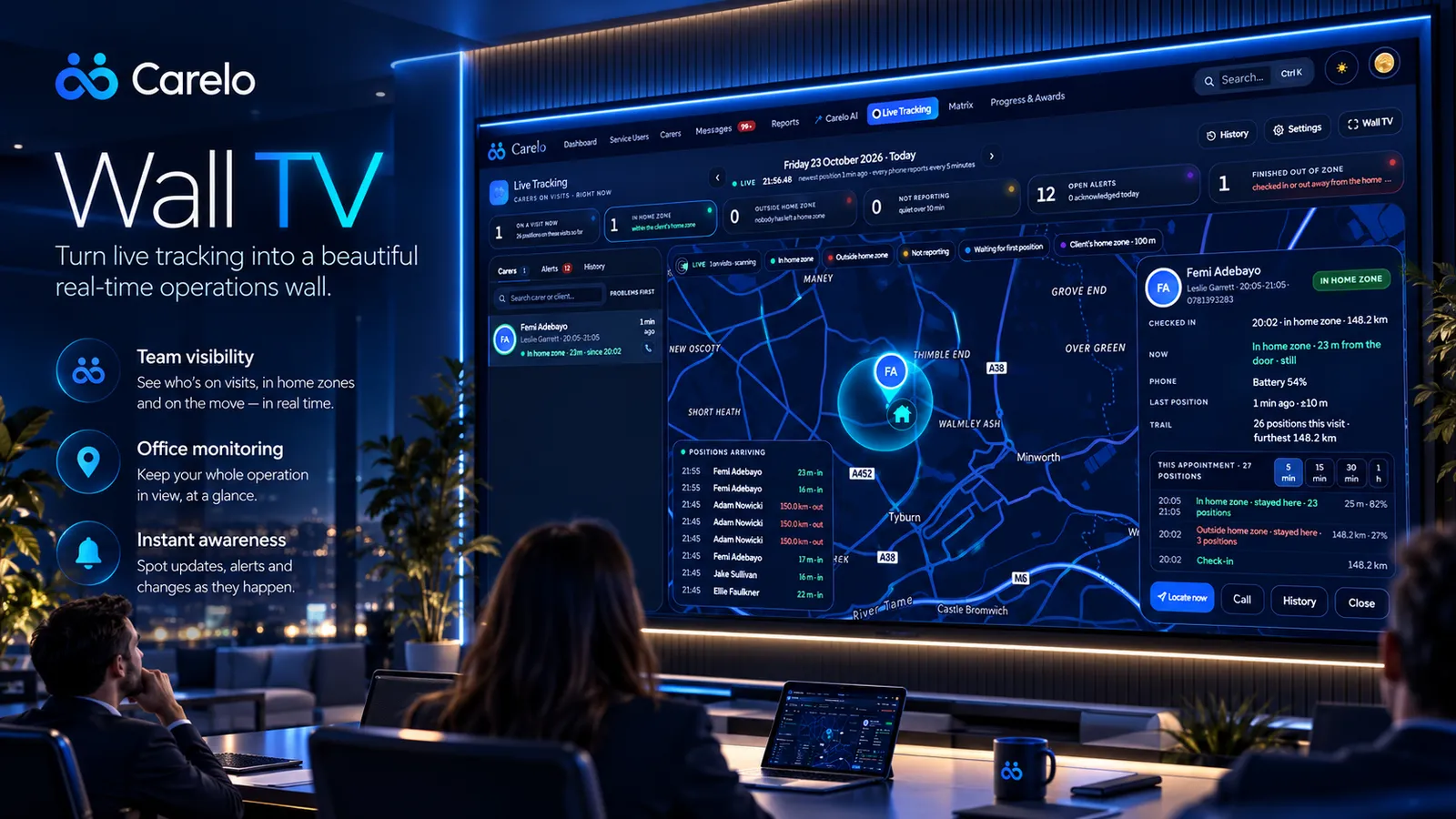 Live Tracking on the office wall screen